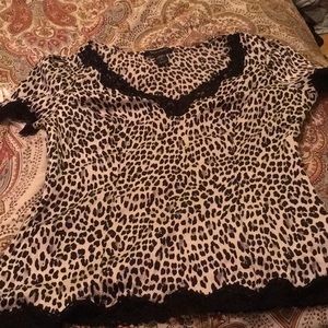 WHBM silk stretch blouse size 12 animal print